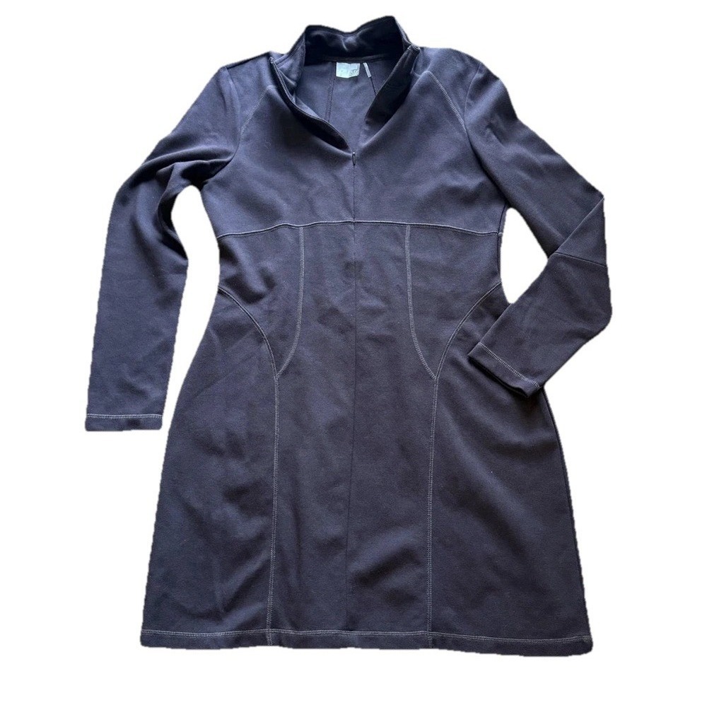 Athleta Dress Womens Large Petite Dark Mauve Purple Brown Half Zip Mock Neck